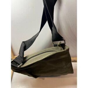 Women's Olive Green Crossbody Belt Bag Nylon Zipper Adjustable Strap